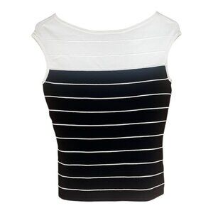 White House Black Market Ivory and black stripe, sleeveless Knit Top